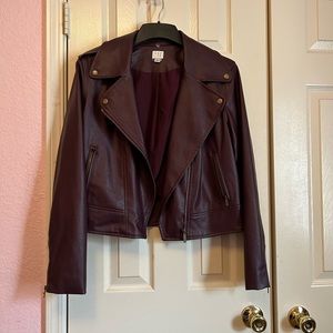 Burgundy faux Leather jacket, like new